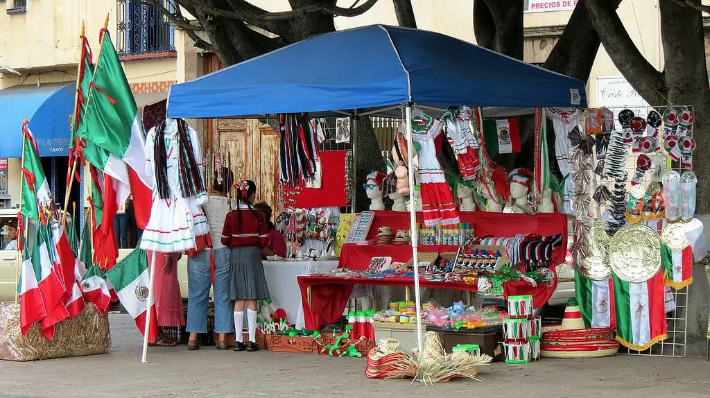 Mexican flag stand in Mexico